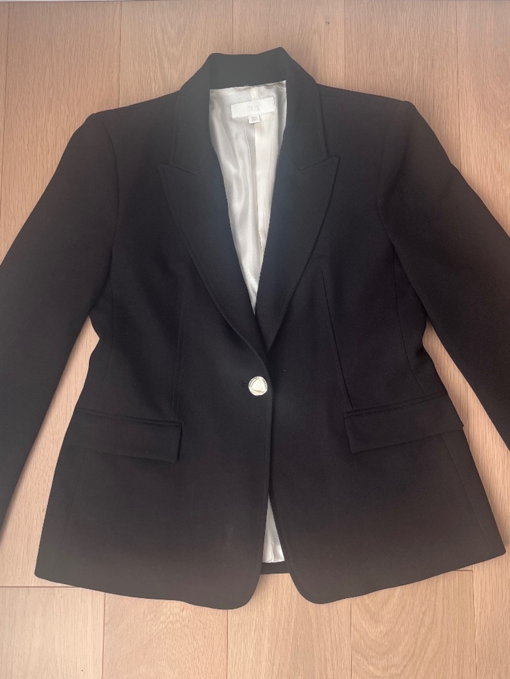 Zara Tailored Shoulder Pad Blazer - Black - Women's Size XL